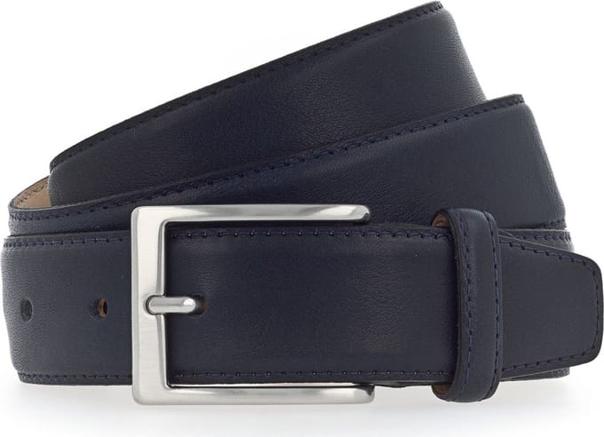 Vanzetti Leren Riem Dresscode: Business 35mm Cambered Full Leather Belt W90 Nightblue Blauw