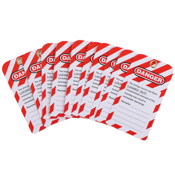 10 PIÈCES Étiquette de Cadenassage Danger Ne Pas Utiliser Avertissement de Sécurité Étiquette Avant / Arrière PVC pour Équipement white