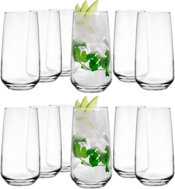 Longdrinkglazen - 18x - Tumblers - 480 ml - glas - water/sap/mix/drinkglazen