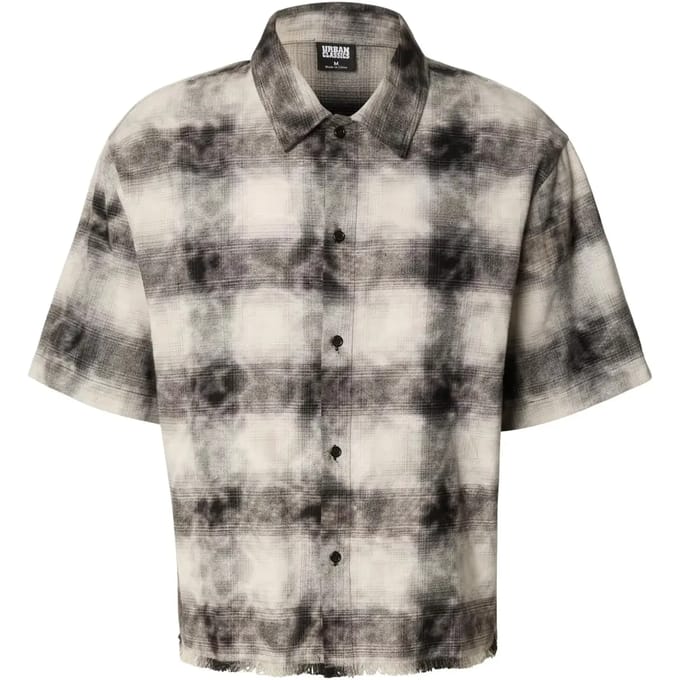 Urban Classics - Washed Boxy Short Sleeve Flannel Overhemd - XL - Zwart