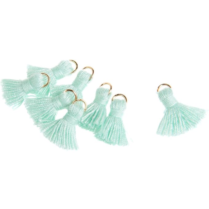 Kwastje met oogje, 8 stuks, 15 mm - Mintgroen