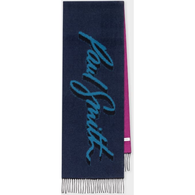 Paul Smith Scarf Logo Color Block Navy Maat: OS | Handschoenen Outlet | Heren | Blauw