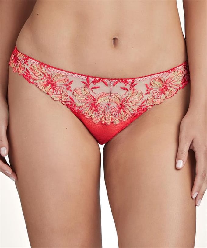 Aubade Poetique Esquisse string met borduring - Rood - Maat 44