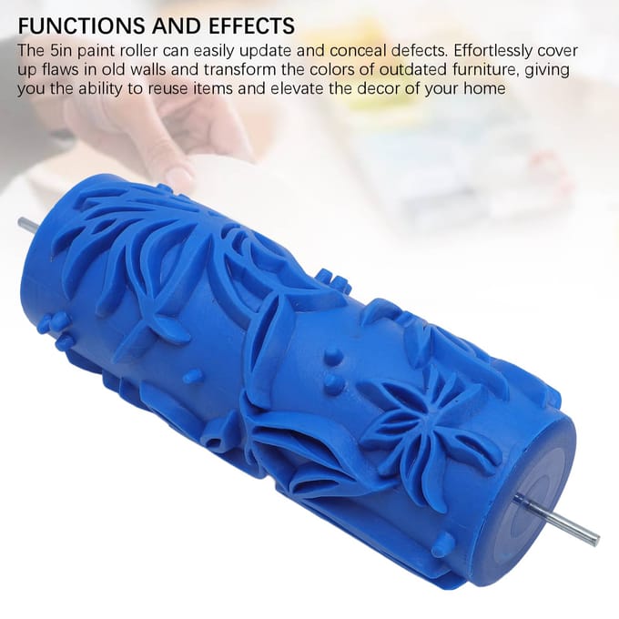 Patroon Verfroller 5in Borstelhuls Textuur Stencil voor Muren Plafond Decoratieve Coating blue