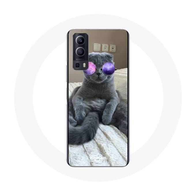 Vivo Y72 kattenhoes met paarse bril