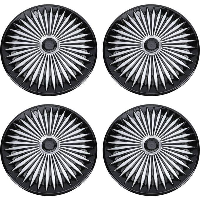4 STKS 14 Inch Wielnaafdop Vervanging Voor Ford Fiesta Premium ABS Naafdoppen Wielkap Zilver Zwart gray