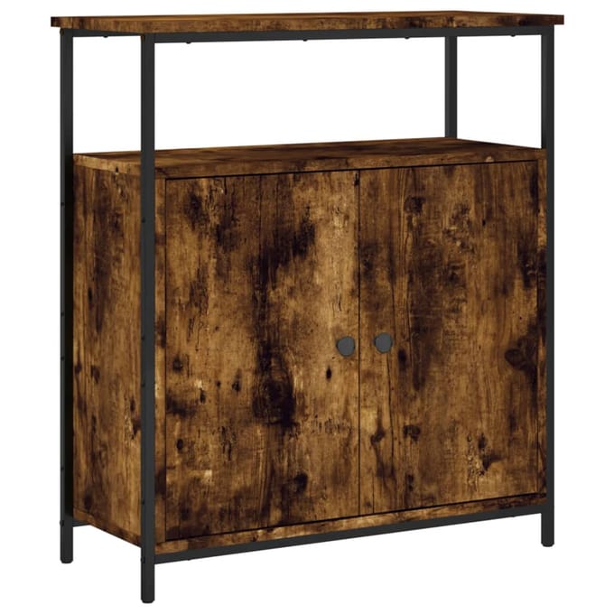 vidaXL - Dressoir - 70x30x80 - cm - bewerkt - hout - gerookt - eikenkleurig