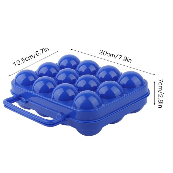 Dubbelzijdige plastic eierhouder, opbergdoos, houder met handvat voor 12 eieren(blauw)