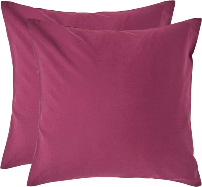 Homescapes Kussensloop 40x40 cm Set van 2 – Bordeaux – 100% Egyptisch Perkal Katoen – 200 TC