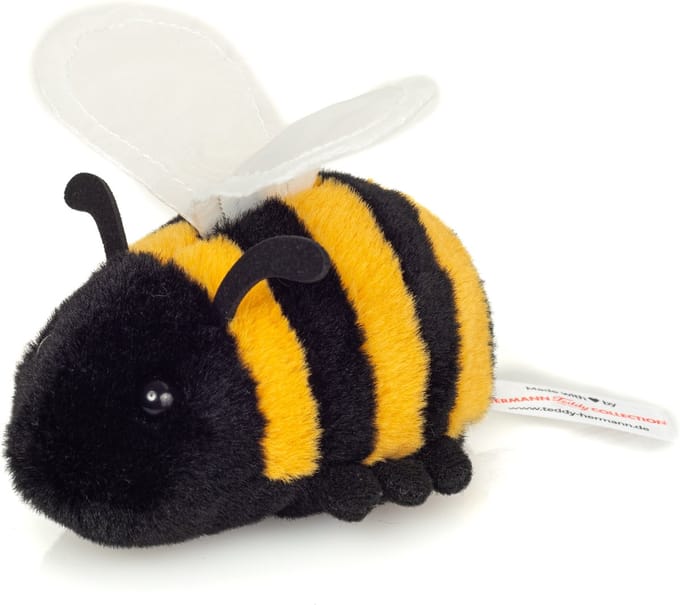 Hermann Teddy Knuffeldier Honingbij - pluche knuffel - premium kwaliteit knuffels - 11 cm - bijen knuffel