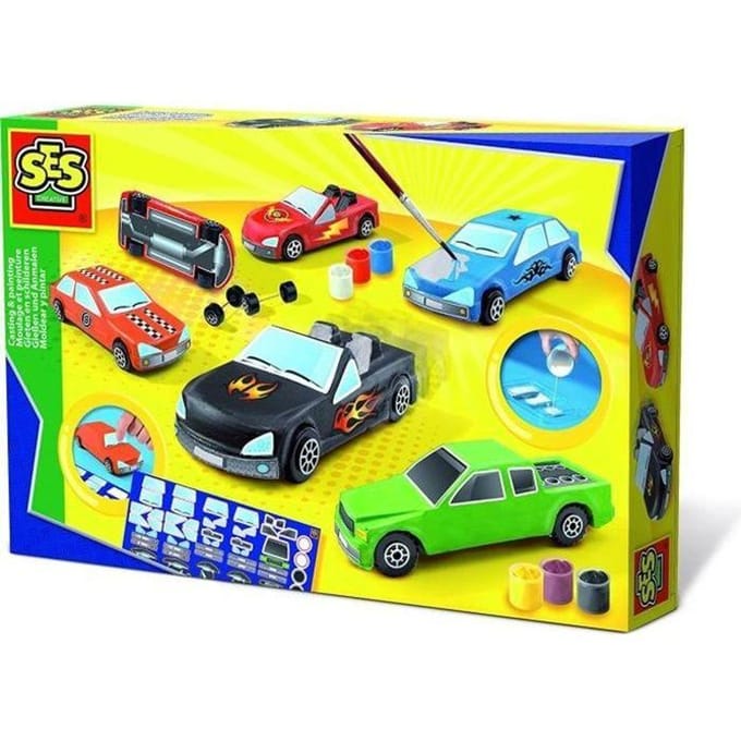 SES Creative Gieten en Schilderen - Auto's met Wieltjes - Voor Jongens vanaf 5 Jaar - Knutselen - Schoencadeautjes Sinterklaas