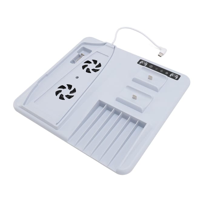 Station de charge pour manette avec ventilateur de refroidissement pour PS5 Slim, support de charge double multifonction avec 6 white