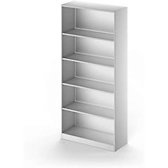 Schäfer Shop Genius TETRIS SOLID boekenkast, staal, 5 OH, B 1000 x D 413 x H 2143 mm, blank aluminium