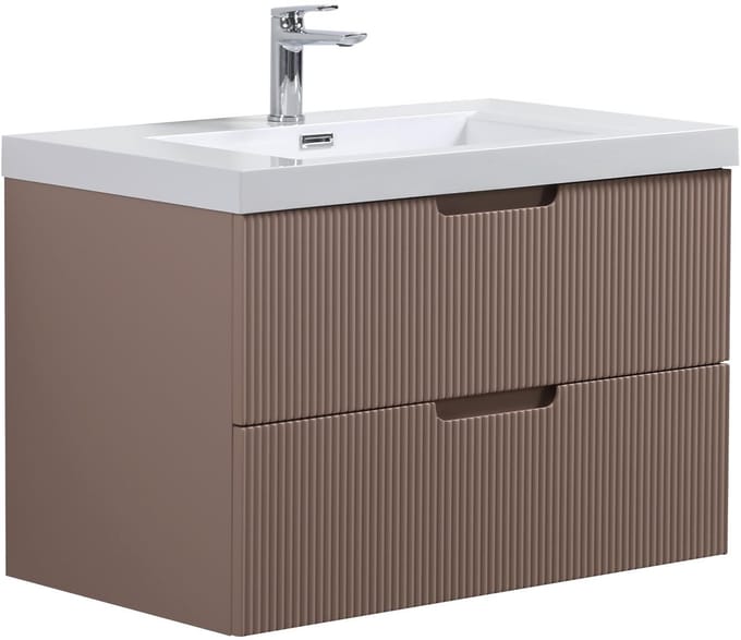 Badplaats Badkamermeubel Set Thermis 80 cm – Mat Roze – Badmeubel met Wastafel