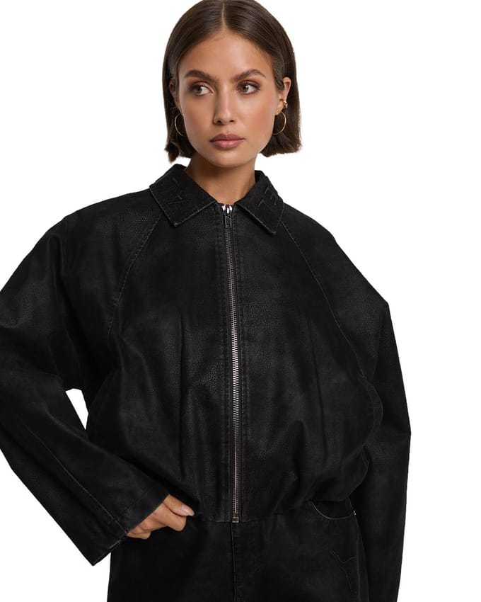 Alix The Label Ladies Woven Faux Suede Ballon Jacket