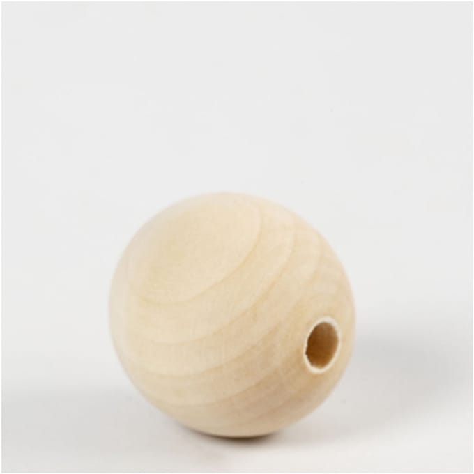 Houten kraal, d 30 mm, gatgrootte 5 mm, 4 stuk/ 1 doos