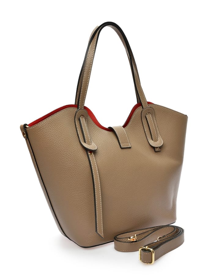 Isabella Rhea Beige Rundleer Tas