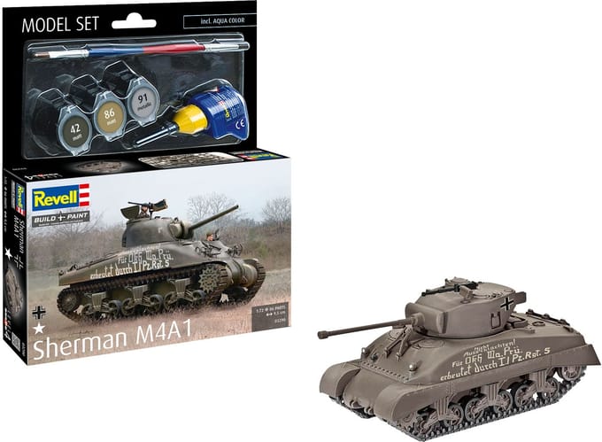 Revell Modelbouwpakket Militaire voertuigen - 63290 Sherman M4A1 Tank - Model Set Plastic - 1:72 - Modelbouw