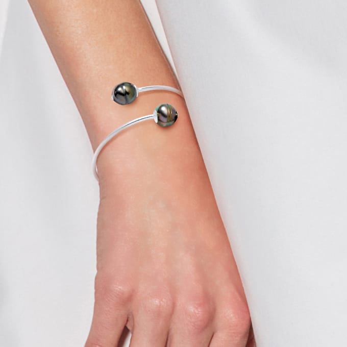 Bangle YOU AND ME Tahitian Pearls Ringed 10-11 mm 925