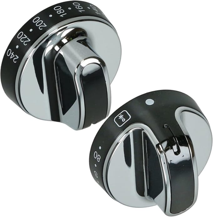 Temperatuurregelaar Knop voor Verwarming/Oven Universeel Zwart/Zilver Set van 2