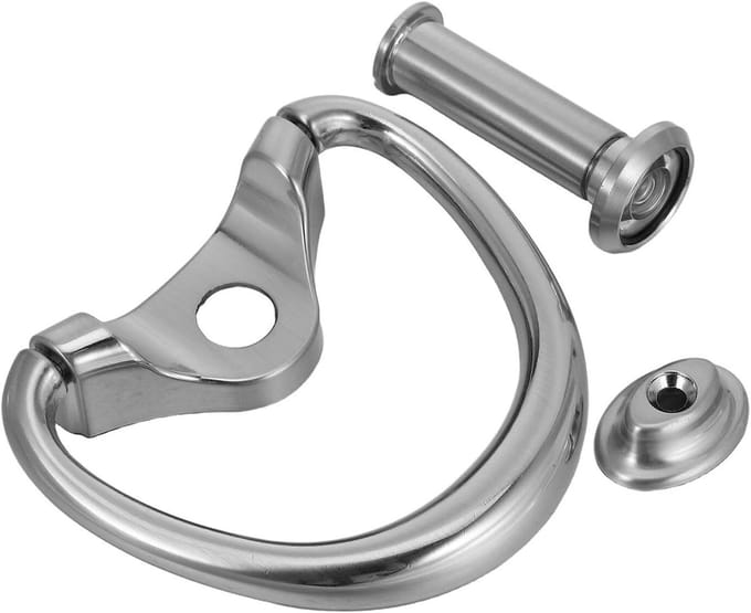 Deurbel Ring - Klopper - Bezoekers Aankondigen - Met Ingebouwd Spionnetje - 9.5 x 8.5 cm - Zilver