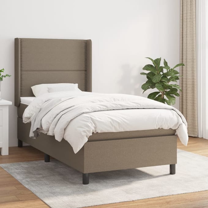 vidaXL - Boxspring - met - matras - stof - taupe - 100x200 - cm