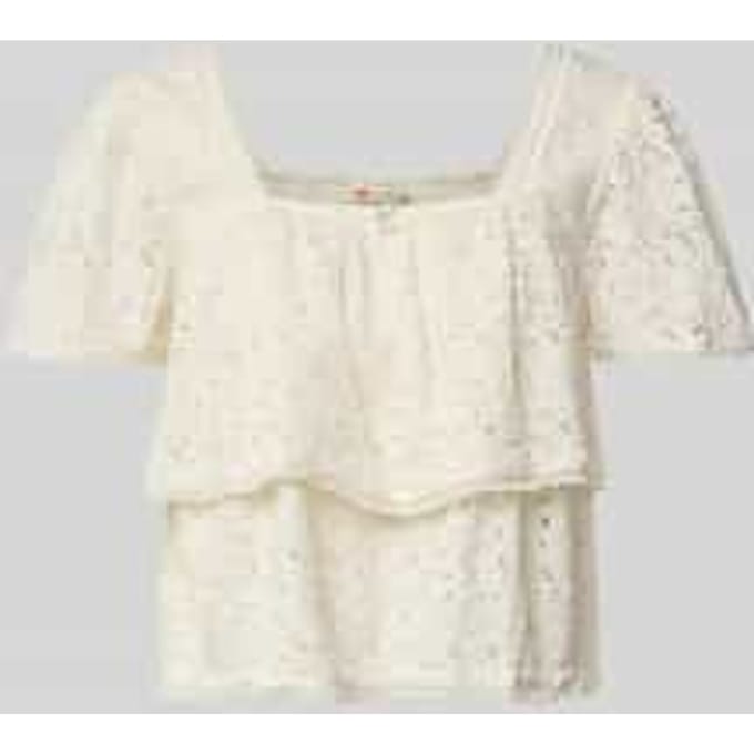 boxy fit blousetop van katoenmix in kantlook model 'DOM'