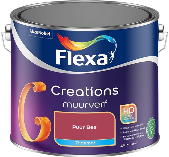 Flexa - Creations Muurverf Zijdemat - Puur Bes - Mengverf - 2,5 L