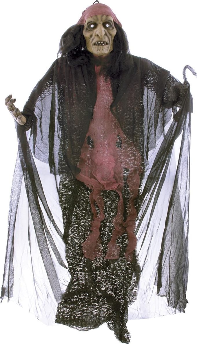 Hangende horror piraat met haak 170cm - halloween - feestdecoratievoorwerp