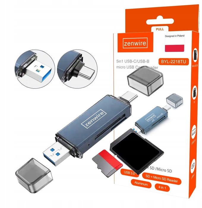 Zenwire BYL-2218TU SD Kaartlezer 4-in-1 - USB-C/USB 3.0 - 5 Gbps