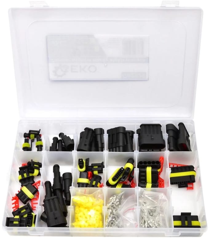 GEKO 424-delige connectorenset - waterdicht - 1-6 pinnen - met opbergdoos