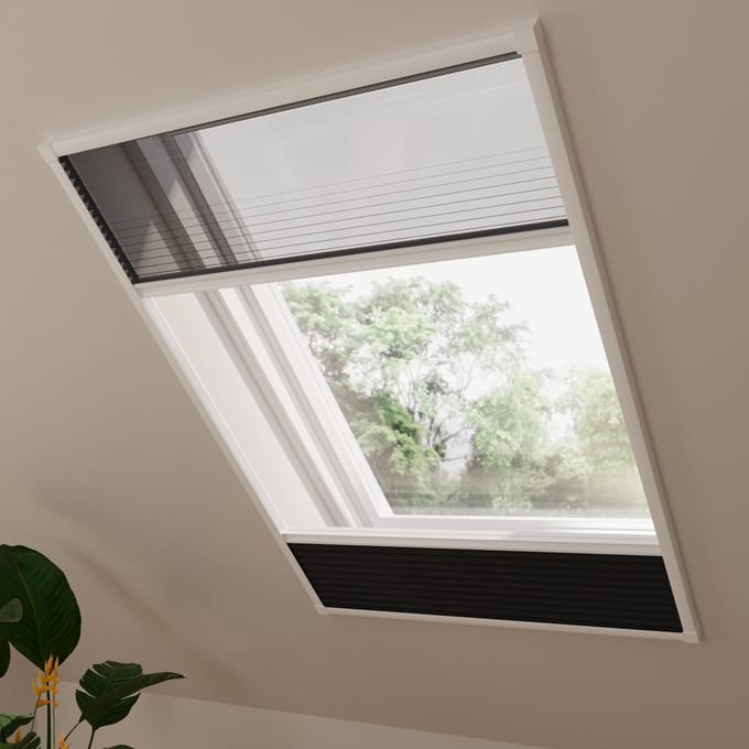 Dakraam hor plissegordijn Multi - Verduisterend - Black - 80 x 120