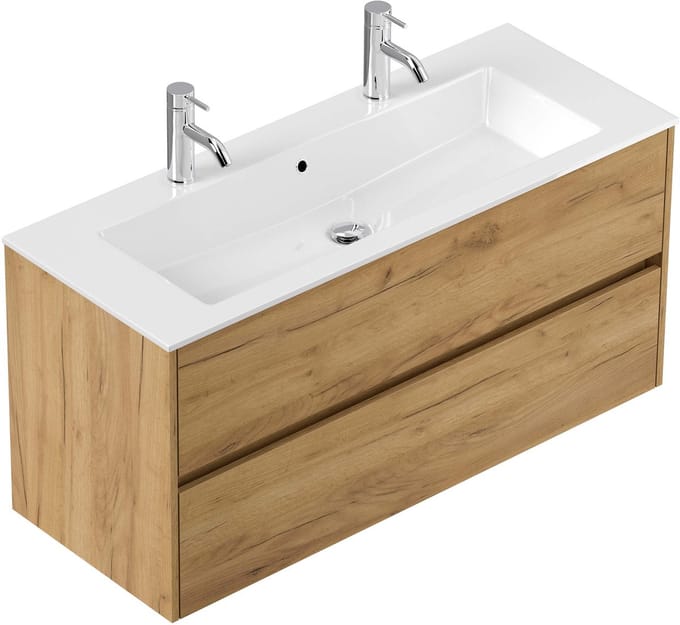 Badmeubel Phoenix Eiken - Mineraal - Breedte 120 cm - Hoogte 58.5 cm - Diepte 46.5 cm