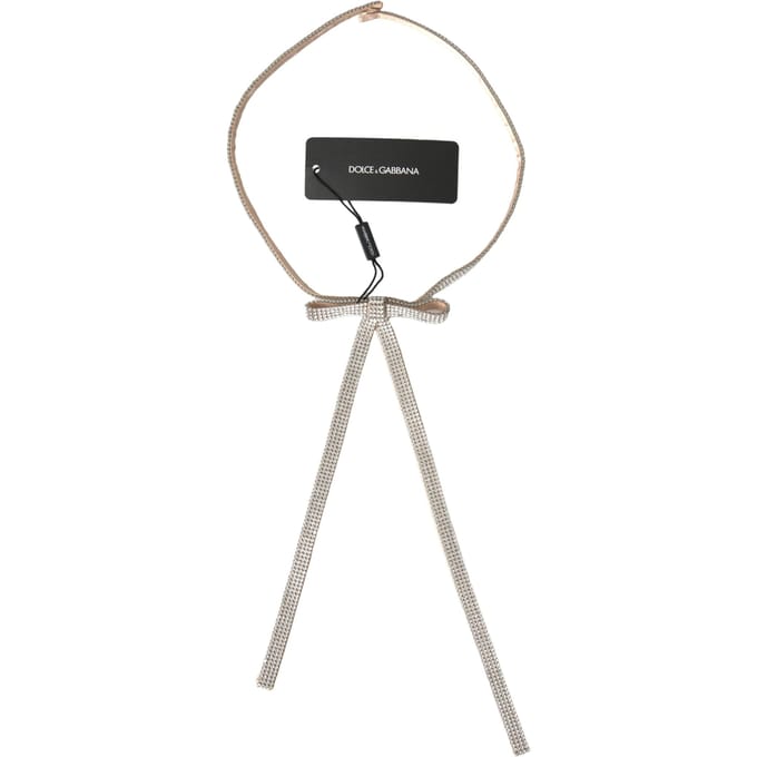 Dolce & Gabbana Beige Zijden Helder Kristallen Strik Tailleband