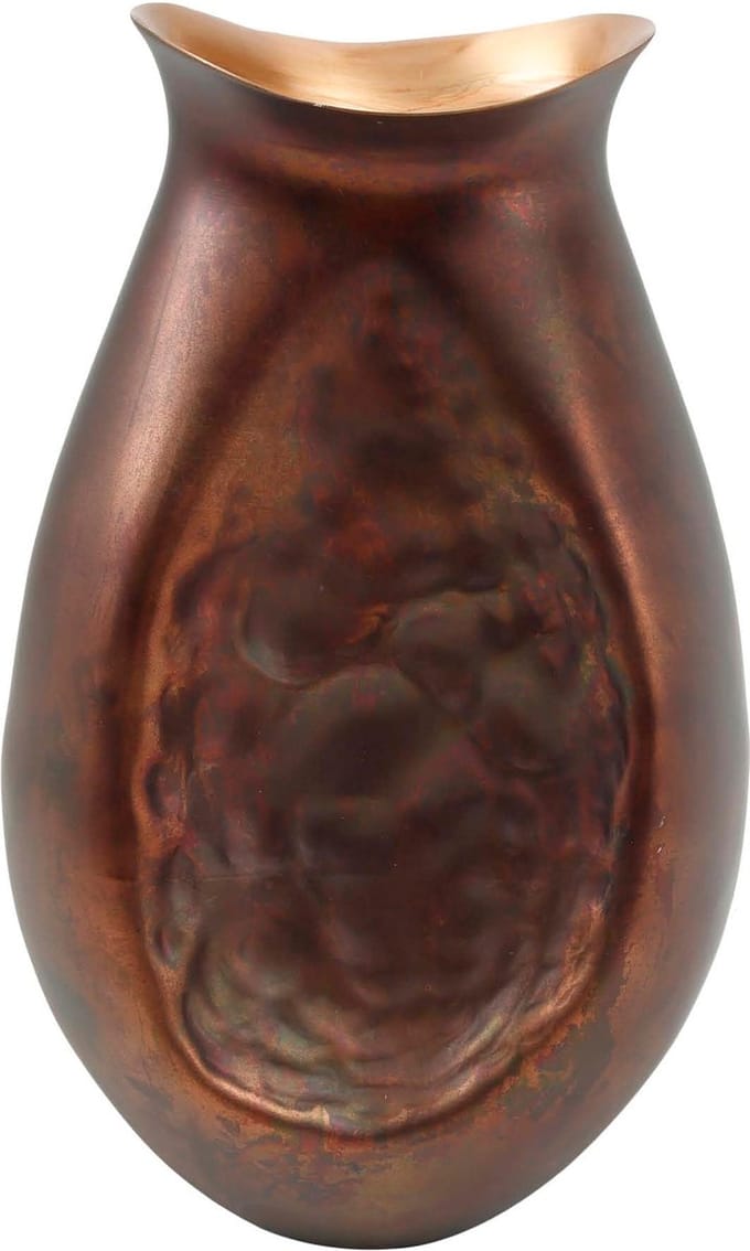 PTMD Yinna Ovale Bloempot - 24 x 19 x 38 cm - Aluminium - Koper