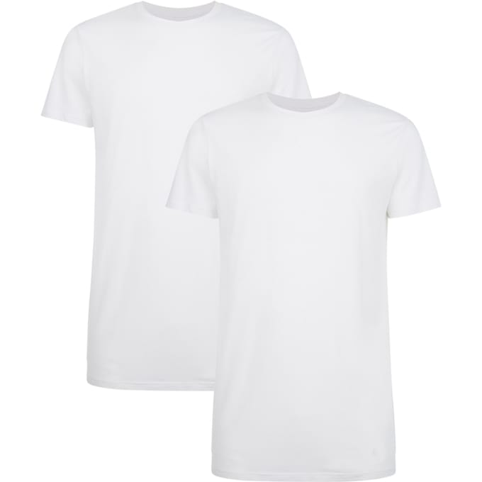 Comfortabel & Zijdezacht Bamboo Basics Long Fit T-Shirts Ruben ronde hals (2-pack) - Wit - M
