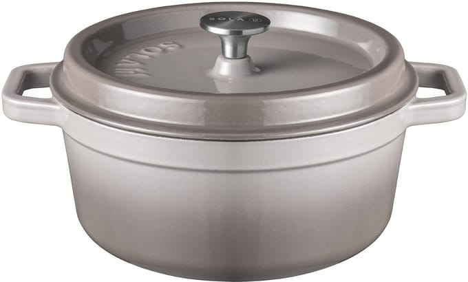 Sola Gietijzeren Braadpan Grijs - Ø 24 cm - Inclusief deksel