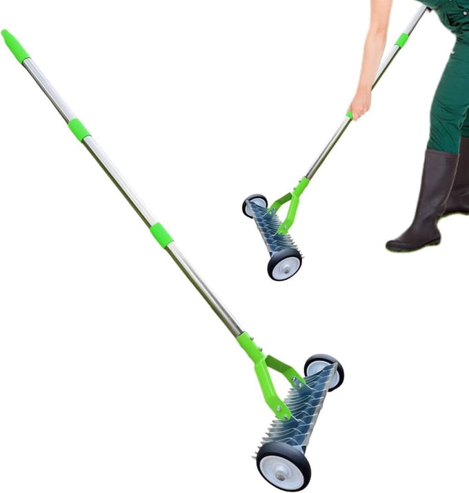 Tuin Hark - Gazon Hark Gereedschap - Gazon Onderhoud - Verstelbaar Ontwerp - 130 cm - Grijs