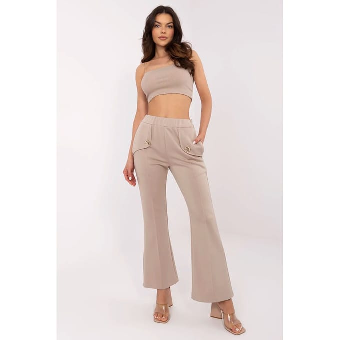 Sculpted Button Pants - Camel - Camel / One Size
