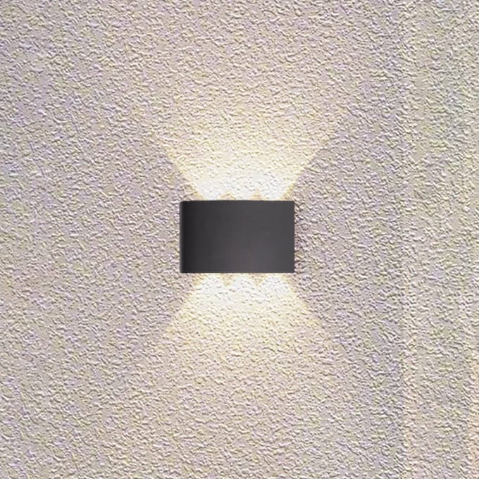 Searchlight LED buiten wandlamp Shadows, breedte 18 cm, zwart, metaal