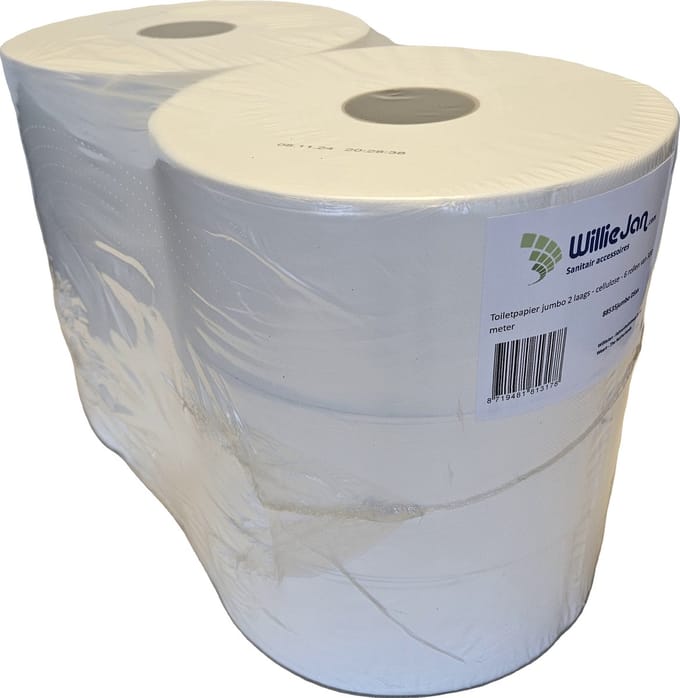 WillieJan Toiletpapier jumbo 2 laags – cellulose – 6 rollen van 300 meter