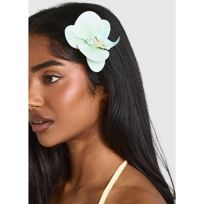 boohoo Dames Opvallende Bloem Haarclip | Babyblauw