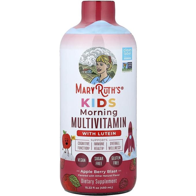 Kinderen, Ochtend Multivitamine Met Luteïne, Appel Bessen Knaller, 15,22 fl oz (450ml)