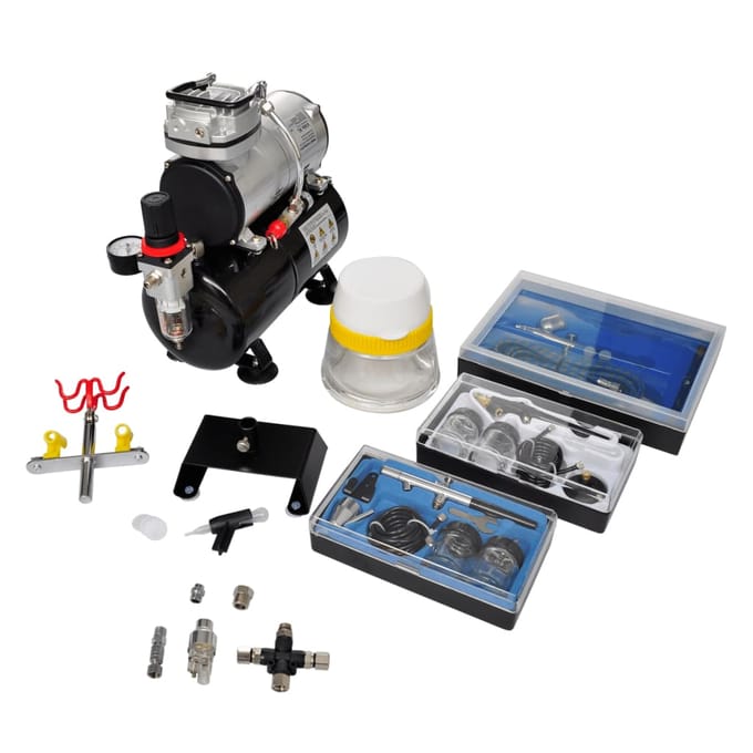 vidaXL Airbrush Compressorset met 3 pistolen