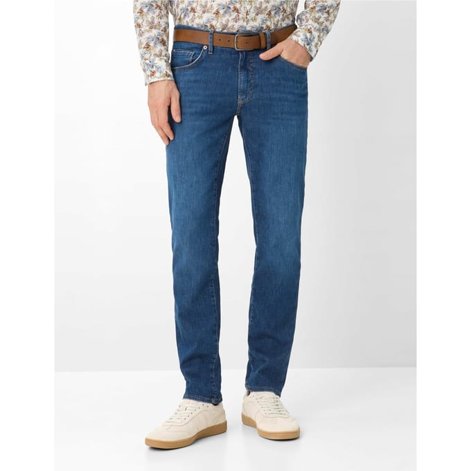Brax Heren Jeans  Style CHUCK DARK BLUE USED, denim donkerblauw, maat 35/32