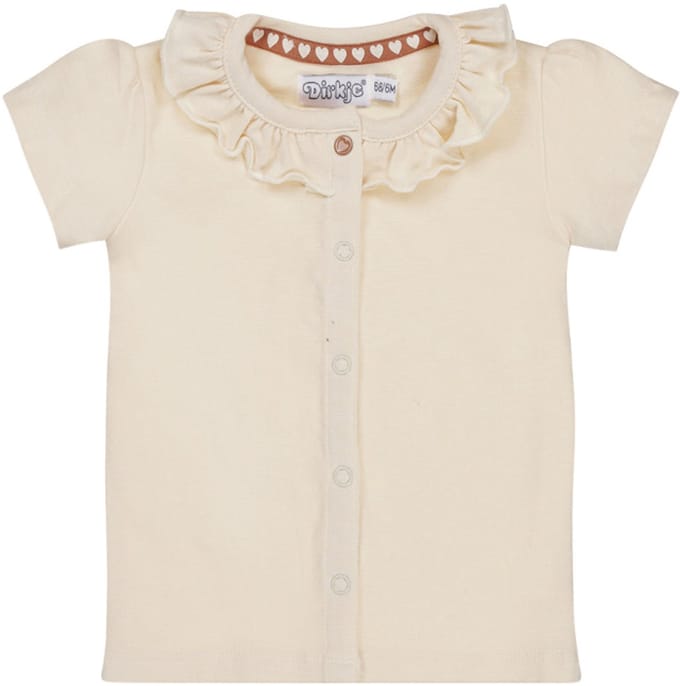 Dirkje T-Shirt Korte Mouw Ruffle Hals Offwhite 56
