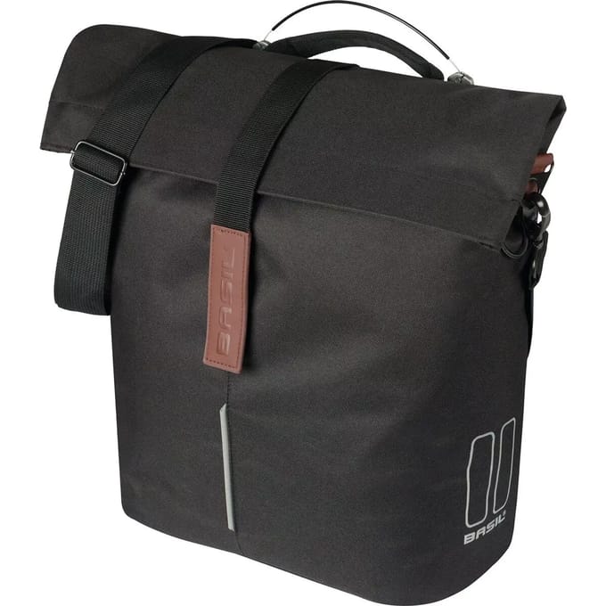 Basil City - Fiets Shopper MIK Studs - 14-16L - Zwart - Waterafstotend - Reflectiedetails