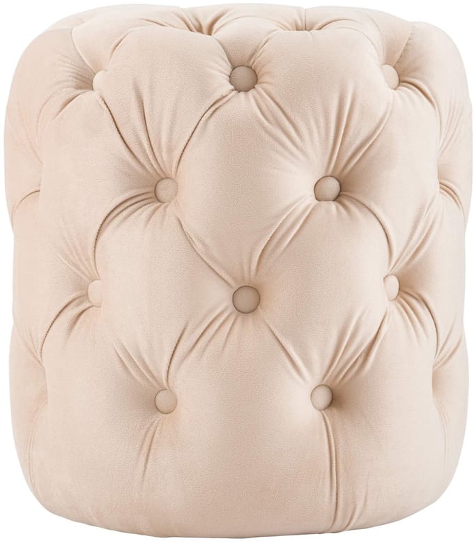 CLP Drancy Poef - rond - zitzak - hocker - velvet - creme
