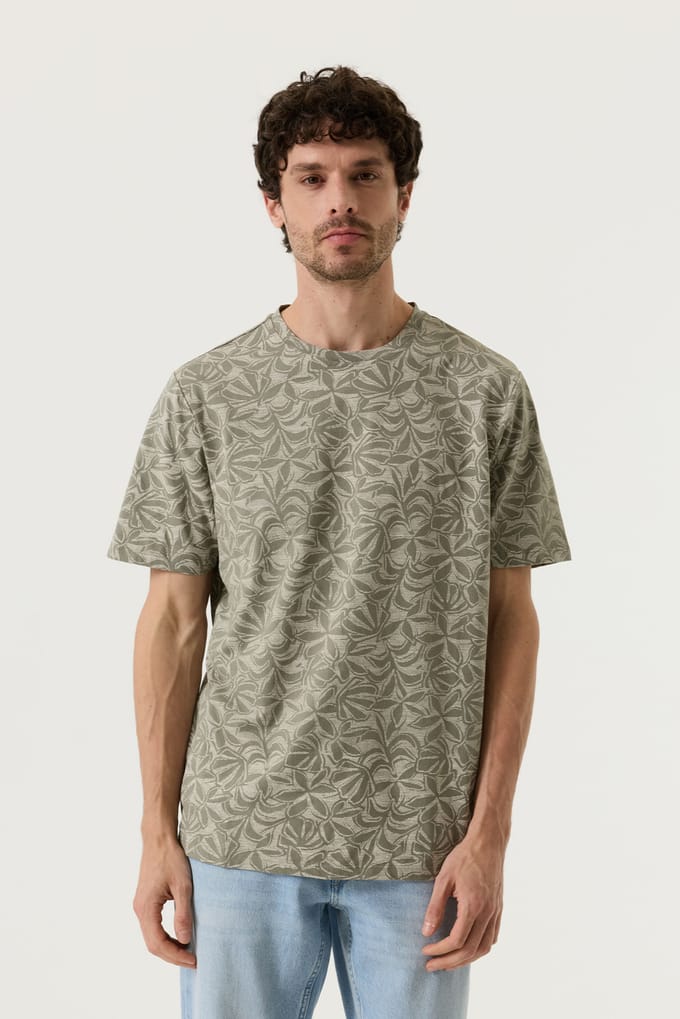 GARCIA Heren Print T-shirt Groen Korte mouw