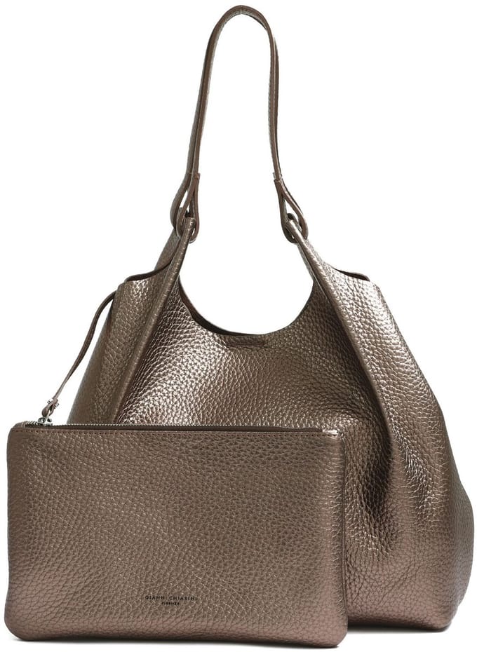 GIANNI CHIARINI Leren shopper schoudertas Dua Shopping Bag Moon brons
